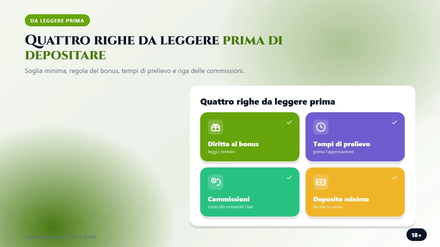 quattro righe da leggere prima di depositare, schema dal confronto casino con mastercard